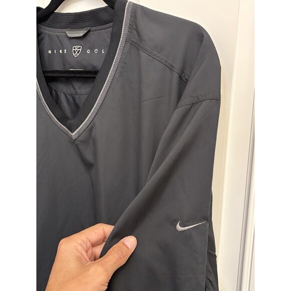 Nike Golf Men's Windbreaker Jacket Long Sleeve Black V-Neck CLIMA-FIT size XL - Picture 14 of 14